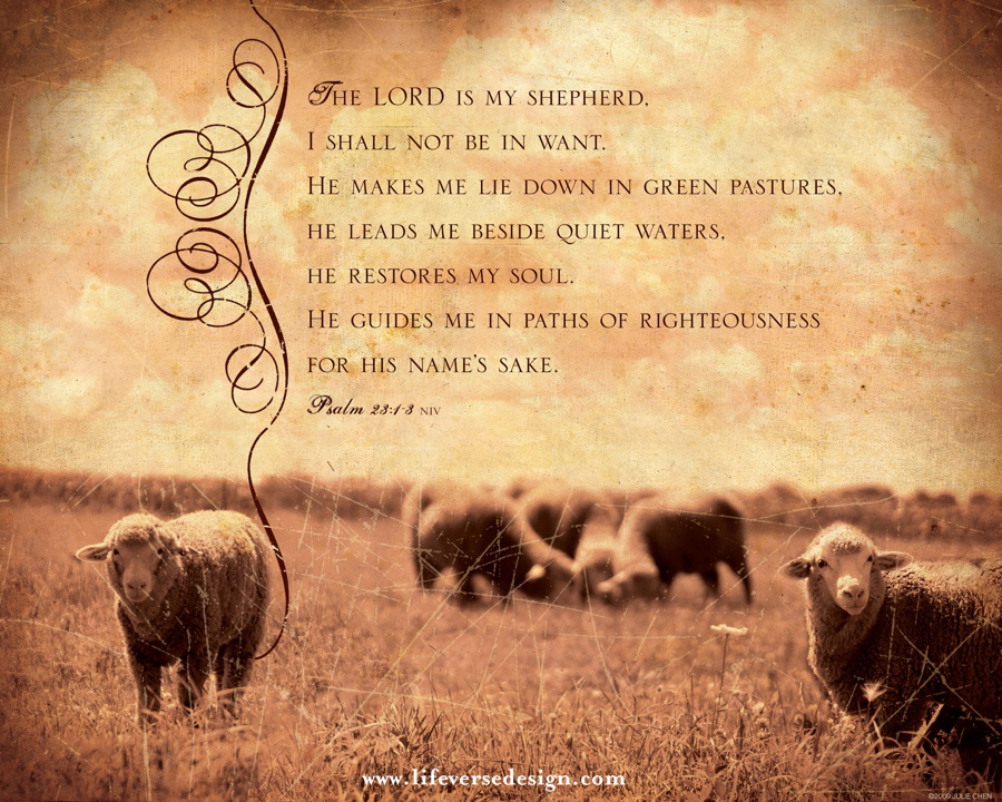 Psalm 023 THE LORD IS MY SHEPHERD Vintage Life Verse Design